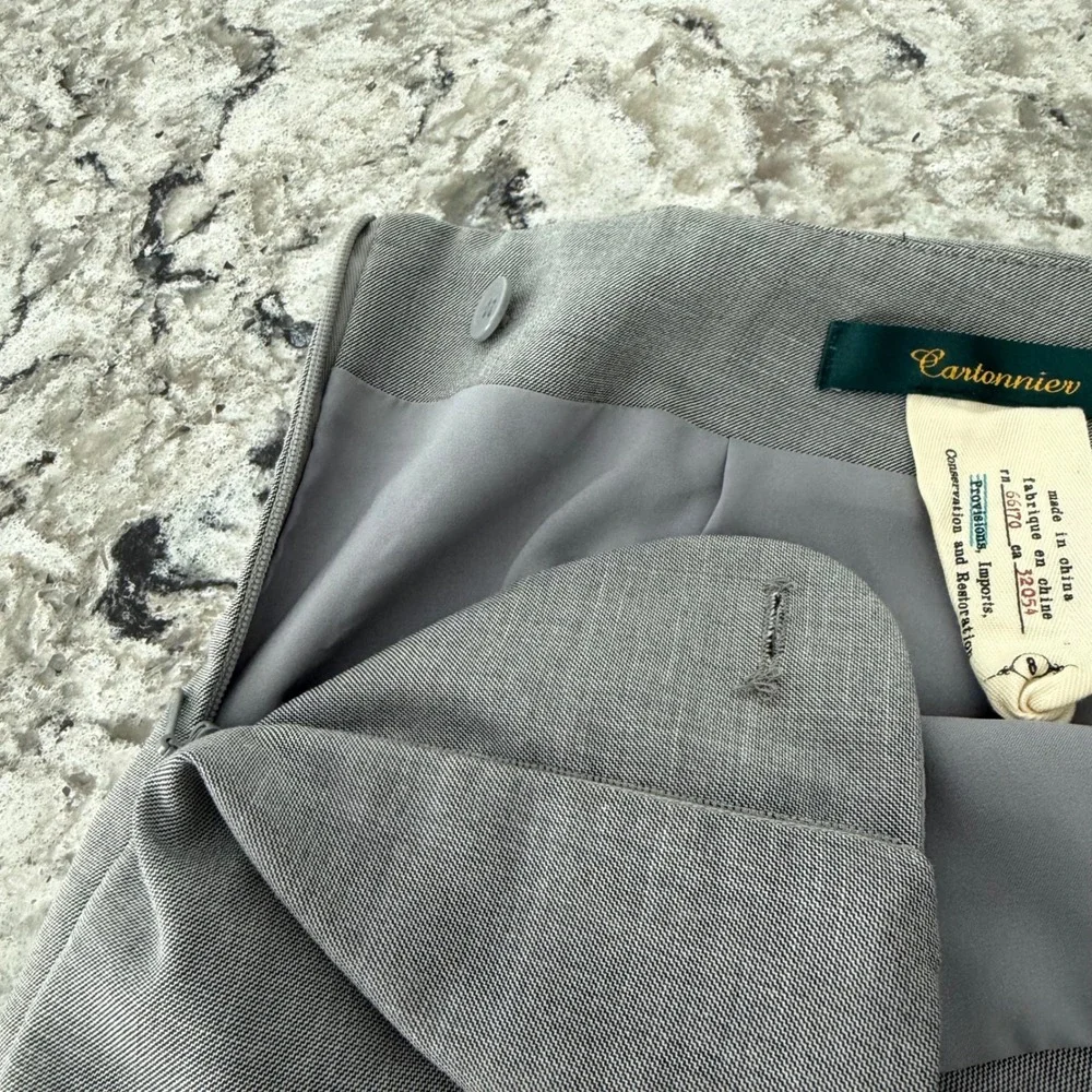 Cartonnier Anthropologie Pencil‎ Power Skirt Gray Ruched Tencel Blend Size 8